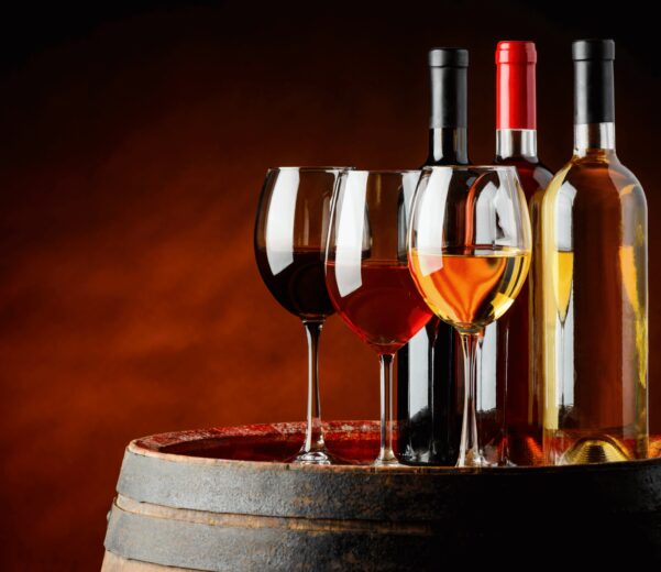 vino in cantina con bottigkie